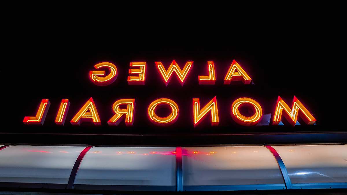 united states red Alweg Monorail LED signage seattle center station